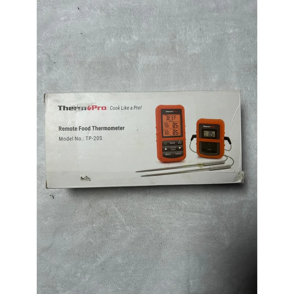 ThermoPro TP-20S Remote Food Thermometer Wireless Dual Probe Orange BBQ Grill